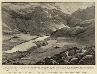 De ingang van de Malakand-pas tijdens de stormoperaties door Charles J. Staniland